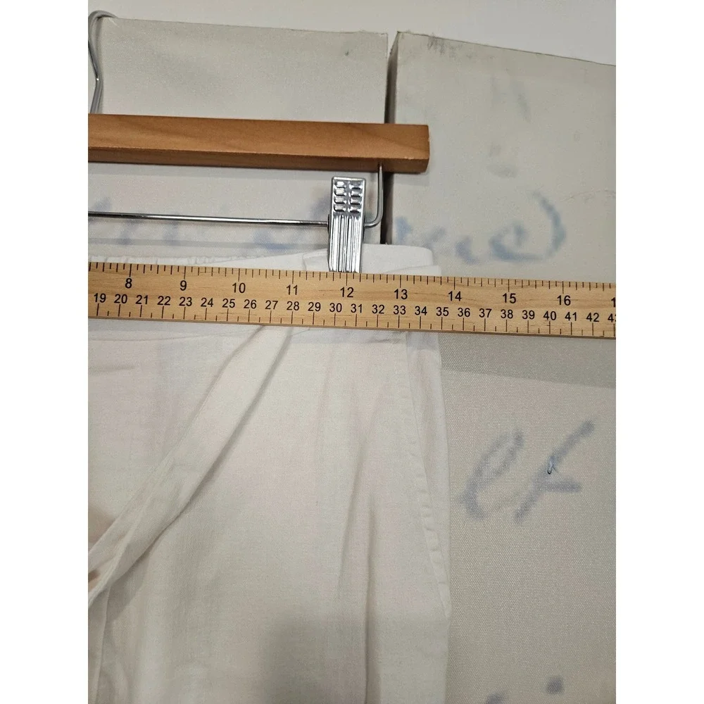Banana Republic Rowan Wide Leg Pants 2 White Linen Blend Tie Waist High Rise